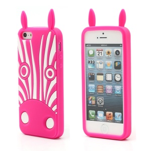 3D Hippo Flex Silicone Gel Protective Case for iPhone 5 - Rose