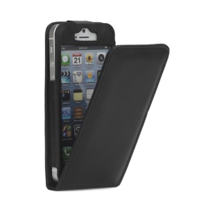 Vertical PU Leather Flip Case Cover for iPhone 5 - Black