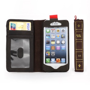 Vintage Leather Book Style Card Wallet Case Cover for iPhone 5