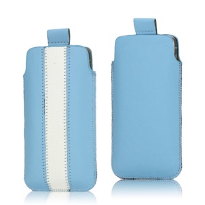 PU Leather Open-Top Pouch for iPhone 5  iPod Touch 5 - White / Blue