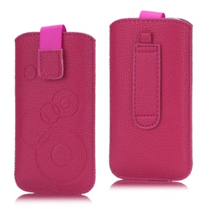 Litchi Grain Circles Leahter Slide Pocket Pouch Case with Pull Tab for iPhone 5  iPod Touch 5 - Rose