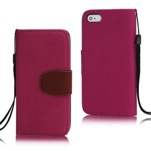 Premium Magnetic Closure Wallet Leather Case for iPhone 5 - Brown / Rose