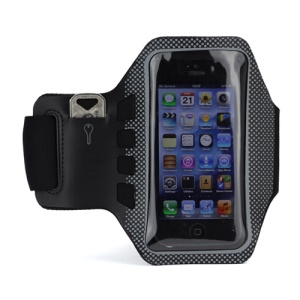 Small Polka Dots Gym Running Sport Soft Armband Cover for iPhone 5 - Black / Grey
