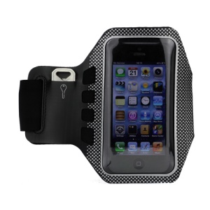 Small Polka Dots Gym Running Sport Soft Armband Cover for iPhone 5 - Black / Silver