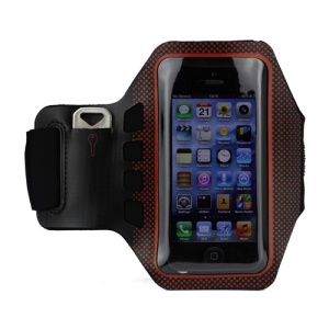 Small Polka Dots Gym Running Sport Soft Armband Cover for iPhone 5 - Black / Orange