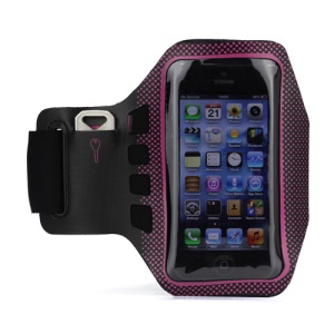 Small Polka Dots Gym Running Sport Soft Armband Cover for iPhone 5 - Black / Rose
