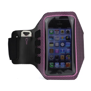 Small Polka Dots Gym Running Sport Soft Armband Cover for iPhone 5 - Black / Pink
