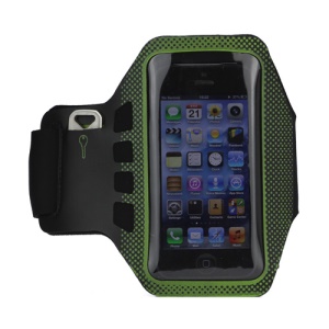 Small Polka Dots Gym Running Sport Soft Armband Cover for iPhone 5 - Black / Green