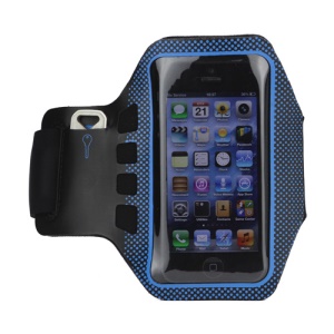 Small Polka Dots Gym Running Sport Soft Armband Cover for iPhone 5 - Black / Blue