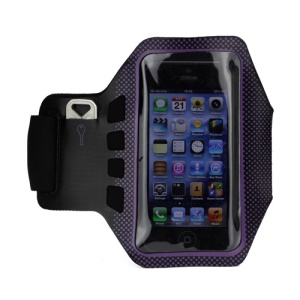 Small Polka Dots Gym Running Sport Soft Armband Cover for iPhone 5 - Black / Purple
