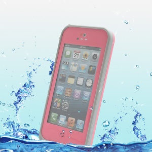 Slim Design Shockproof Dirtproof Waterproof Case for iPhone 5 + Strap - Grey / Pink