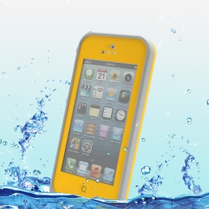 Slim Design Shockproof Dirtproof Waterproof Case for iPhone 5 + Strap - Grey / Yellow