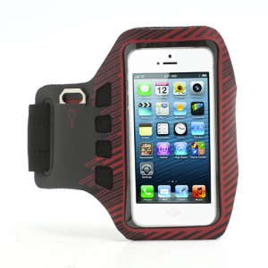 Twill Design Sports Running Gym Arm Band Armband Cace Cover for iPhone 5 - Black / Red