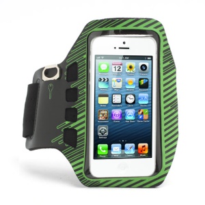 Twill Design Sports Running Gym Arm Band Armband Cace Cover for iPhone 5 - Black / Green