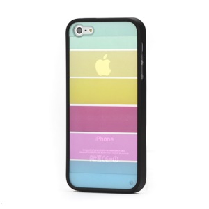 Rainbow Colorful Smooth TPU Hard Case Cover for iPhone 5 6th Gen - Black