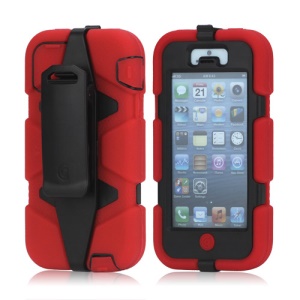 Griffin Survivor Military Duty Belt Clip Holster Case for iPhone 5 - Black / Red