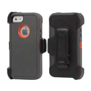 3 in 1 Defender Cover Case with Belt Clip for iPhone 5 - Black / Grey / Orange