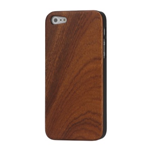 Natural Burma Padauk Wood Wooden Hard Case Cover for iPhone 5 - Black Edge