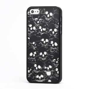 Skull Electroplating Hard Plastic Case for iPhone 5 - Black