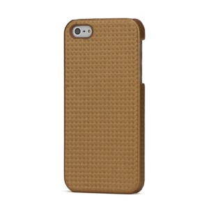 Basket Weave Leather Coated Hard Case for iPhone 5 - Brown