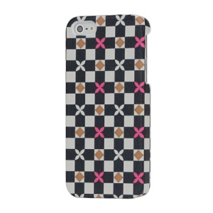 White and Black Checks Cloth Coated Hard Case for iPhone 5 - Rose Floral