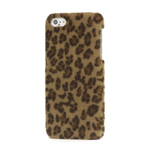 Leopard Plush Coated Hard Case for iPhone 5 - Dark Brown