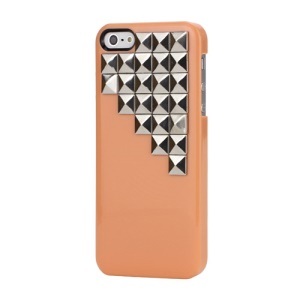 Handmade Silver Pyramid Stud Studded Hard Case Cover for iPhone 5 - Orange