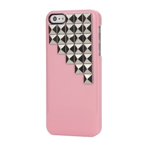 Handmade Silver Pyramid Stud Studded Hard Case Cover for iPhone 5 - Pink