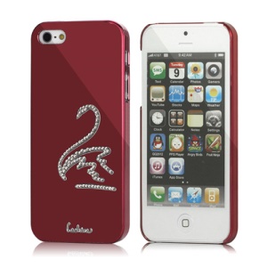 Luxury Eileen Swan Bling Diamond Electroplating Case Cover  for iPhone 5 - Red