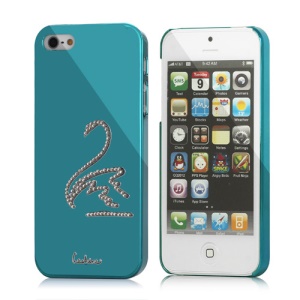 Luxury Eileen Swan Bling Diamond Electroplating Case Cover  for iPhone 5 - Capri Blue