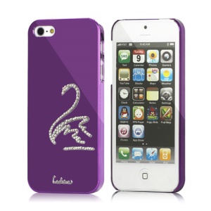 Luxury Eileen Swan Bling Diamond Electroplating Case Cover  for iPhone 5 - Violet Purple