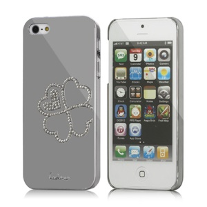 Hot Eileen Four Leaf Clover Rhinestone Hard Case for iPhone 5 - Silver