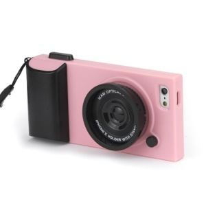 Retro Camera Style Hard Plastic Case Cover for iPhone 5 - Black / Pink