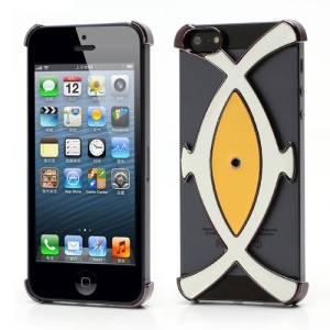 NEW Stylish Fish Design Hard Bumper Case Cover for iPhone 5 - Yellow / White