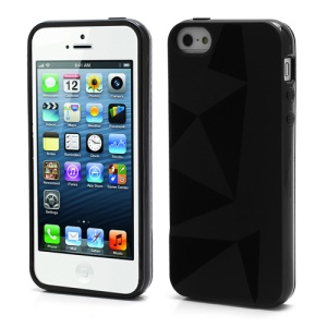 3D Irregular Triangles Pattern TPU Jelly Cover Case for iPhone 5 - Black