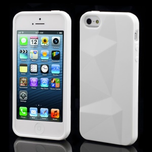 3D Irregular Triangles Pattern TPU Jelly Cover Case for iPhone 5 - White
