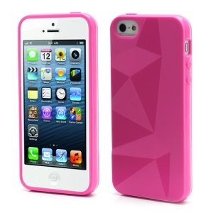 3D Irregular Triangles Pattern TPU Jelly Cover Case for iPhone 5 - Rose