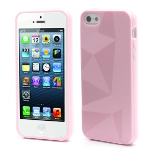 3D Irregular Triangles Pattern TPU Jelly Cover Case for iPhone 5 - Pink