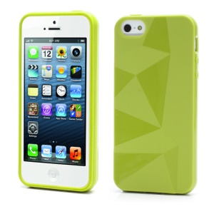 3D Irregular Triangles Pattern TPU Jelly Cover Case for iPhone 5 - Green