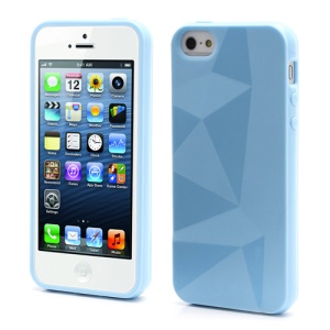 3D Irregular Triangles Pattern TPU Jelly Cover Case for iPhone 5 - Blue