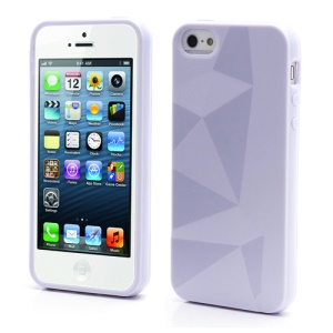 3D Irregular Triangles Pattern TPU Jelly Cover Case for iPhone 5 - Purple