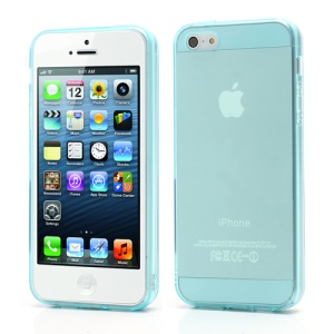 New Arrival Transparent Clear TPU Gel Skin Case for iPhone 5 - Light Blue