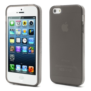 Slim Matte TPU Gel Case for iPhone 5 w/ Anti-dust Plug - Grey