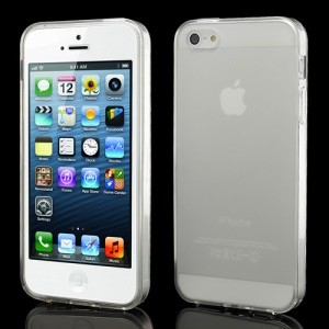 Slim Matte TPU Gel Cases for iPhone 5 w/ Anti-dust Plug - Transparent