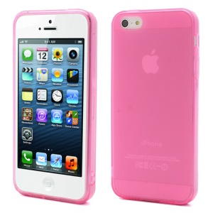 Slim Matte TPU Gel Cover for iPhone 5 w/ Anti-dust Plug - Rose