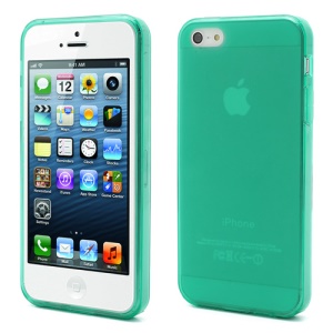 Slim Matting iPhone 5 TPU Gel Case with Anti-dust Plug - Green