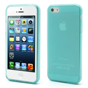 Slim Matting iPhone 5 TPU Skin Case with Anti-dust Plug - Blue