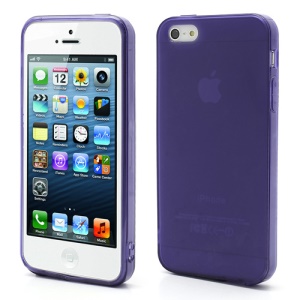 Slim Frosted iPhone 5 TPU Cases Cover with Anti-dust Plug - Purple
