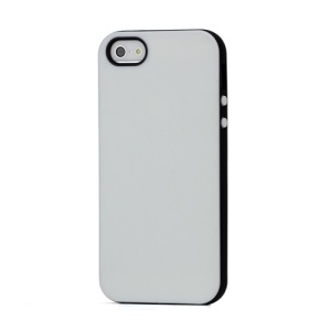Slim Two-tone Matte Flexible TPU Gel Case Cover for iPhone 5 - Black / White