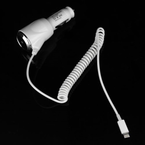 2.1A Flexible Coiled Cable Auto Car Charger for iPad Mini iPhone 5 iPod Touch 5 Nano 7